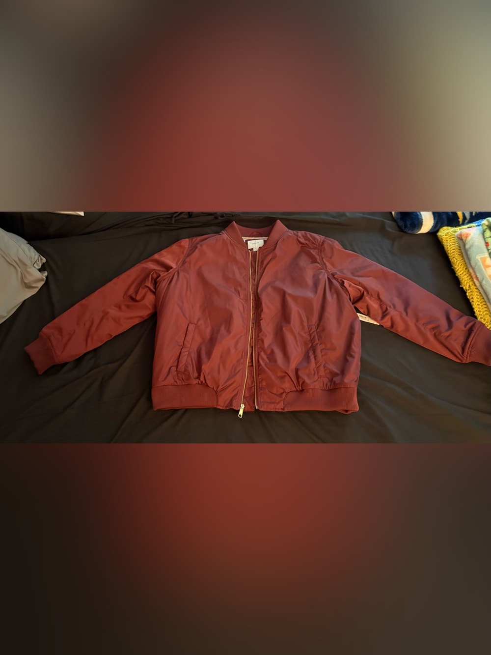 Women’s Old Navy burgundy zippered bomber jacket NWT with pockets  size XXL